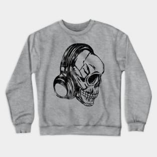 Skull Headphones Distressed Crewneck Sweatshirt